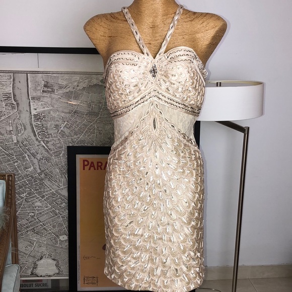 sue wong champagne dress Sue Wong - Sequined Bodice Empire Chiffon Dress N5100 6 / Champagne*